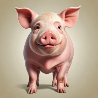 A happy pig smiles at the camera