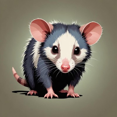 A cute opossum looks at the camera