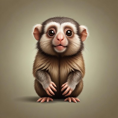 A small monkey sits on a plain background