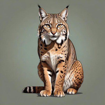 A lynx sits on a gray background