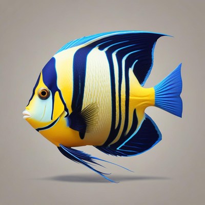 A yellow and blue angelfish swims in the ocean