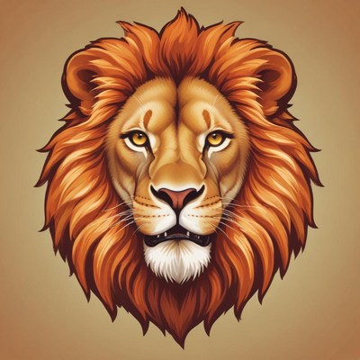 A close-up illustration of a lion's head