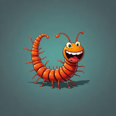 A happy centipede smiles widely