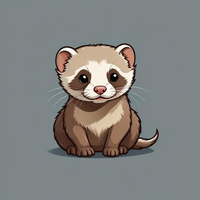 A cute cartoon ferret smiles at the camera