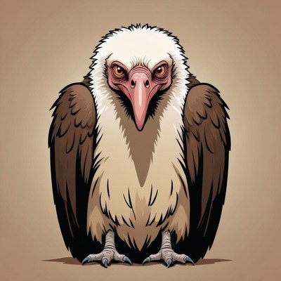 A close-up illustration of a fierce vulture