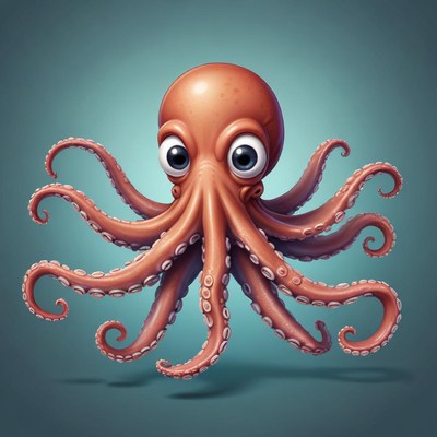 A cute octopus with big eyes is swimming in the water