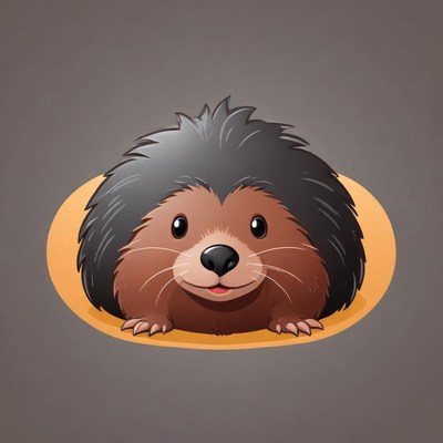 A cute hedgehog peeks out of its burrow