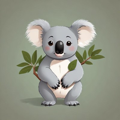 A cute koala stands near some leaves