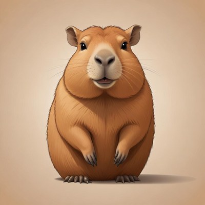 A capybara stands on a beige background