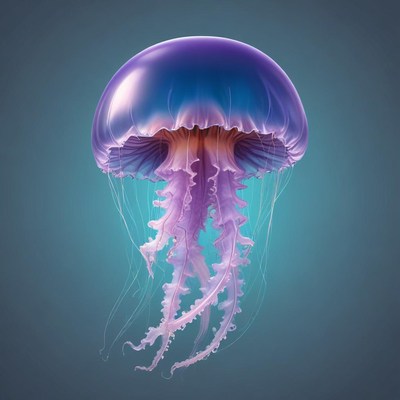 A purple jellyfish floats in the water
