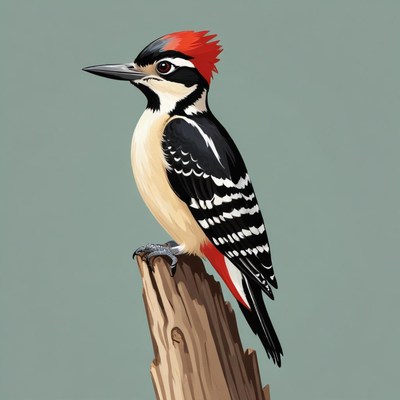 A woodpecker perches on a tree branch