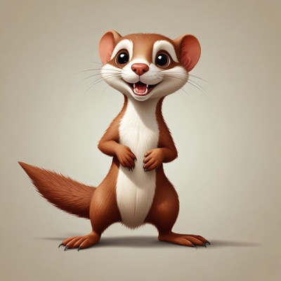 A cartoon ferret smiles for the camera