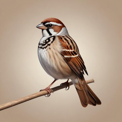 A sparrow perches on a branch