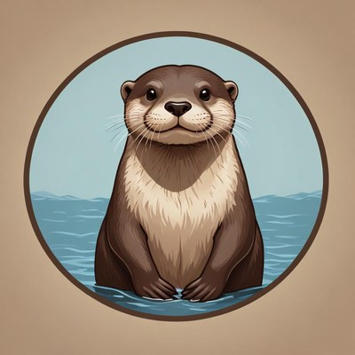 A cute otter is swimming in the water