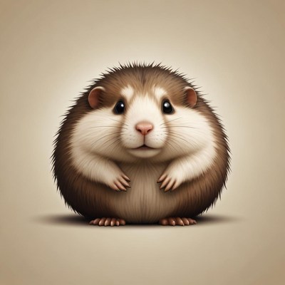 A cute hamster sits on a light brown background