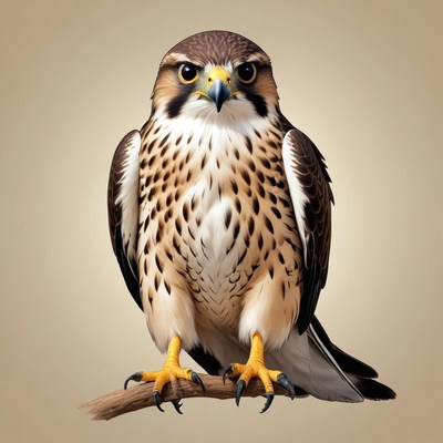 Kestrel perched, gazing at the camera