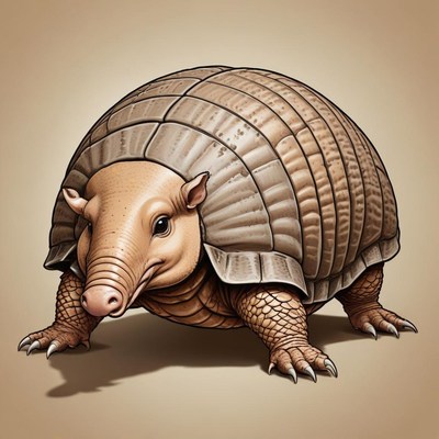 A large armadillo is walking forward