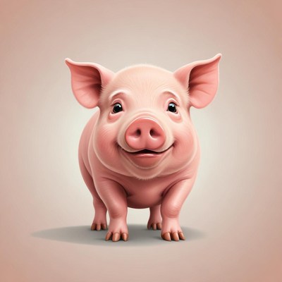 A pink piglet smiles for the camera