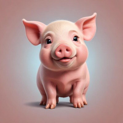 A pink piglet smiles for the camera