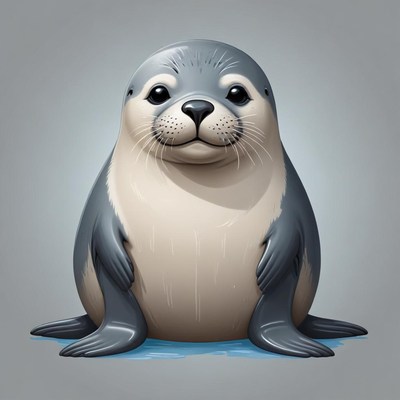 A cute seal sits on a patch of ice