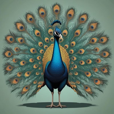 Peacock shows off its feathers in a stunning illustration