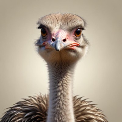 An ostrich stares intently at the camera