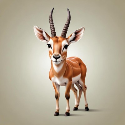 A gazelle stands on a beige background