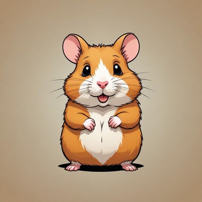 A happy hamster stands with paws crossed