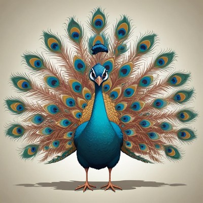 A peacock displays its colorful feathers