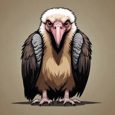 A large, white-headed vulture stares intently