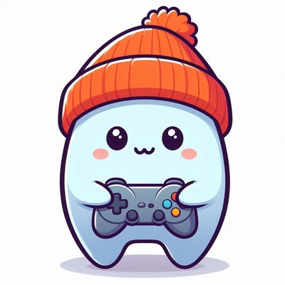 A cute character wearing a beanie plays video games