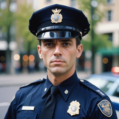 A police officer stands on duty in the city