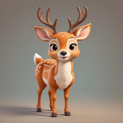 Cute deer with antlers on a gray background