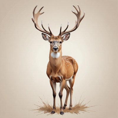 A fallow deer stands in a field