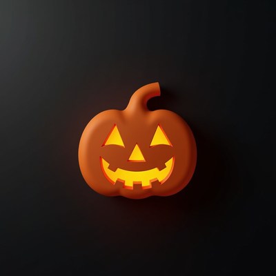 Happy jack-o'-lantern glows on black background