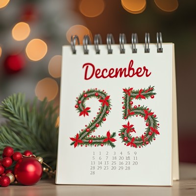 A close-up image of a december calendar page