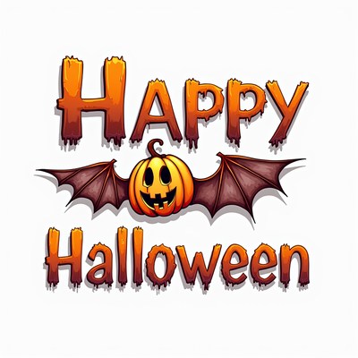 Happy halloween with a pumpkin bat