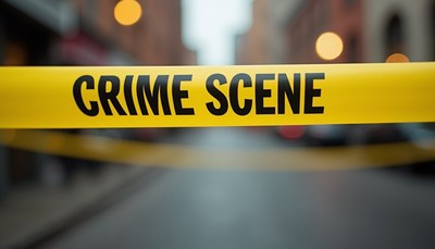 Yellow Crime Scene Tape on Street