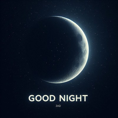 A crescent moon shines in a dark sky