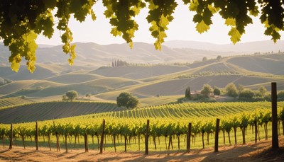 Vineyards in the italian countryside on a sunny day
