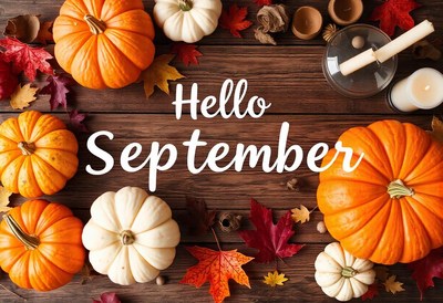Hello september, pumpkins and leaves welcome the new season