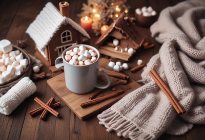 Hot Cocoa with Gingerbread Houses