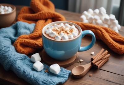 Hot Chocolate with Marshmallows and Cinnamon