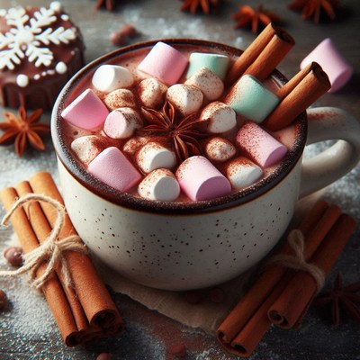 Hot cocoa with marshmallows and cinnamon
