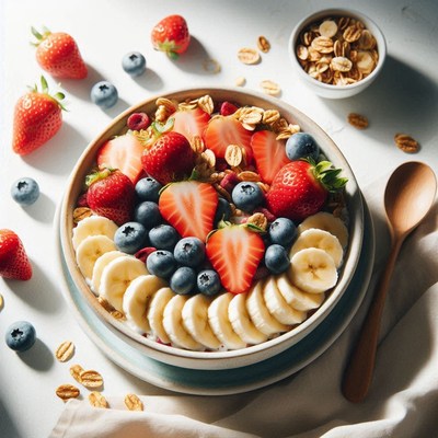 A bowl of fruit and granola for a healthy breakfast