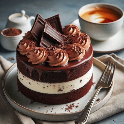 Decadent chocolate cake with ganache and whipped cream