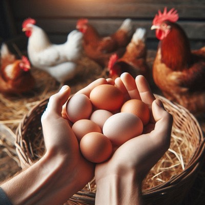 Fresh eggs collected from the coop