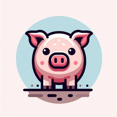 A cartoon pig stands on the ground