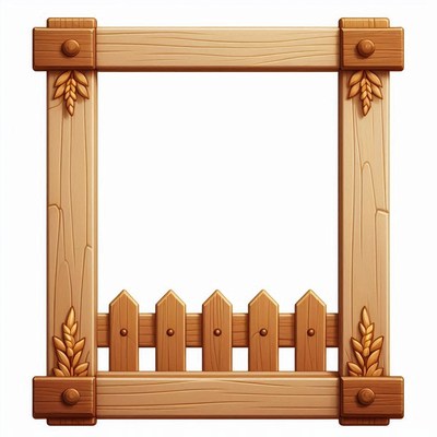 A wooden frame with wheat decorations