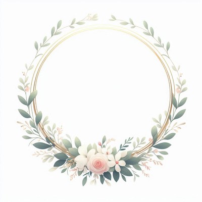 A delicate floral wreath with a gold frame